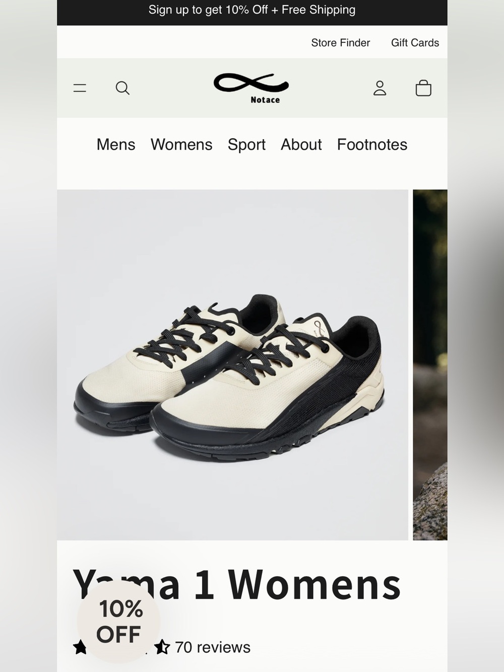 Notace Yama 1 Womens Sneakers — Cream & Black-sz 6